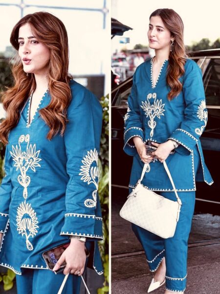 Gorgeous Blue Thread Embroidered Co ord Set
